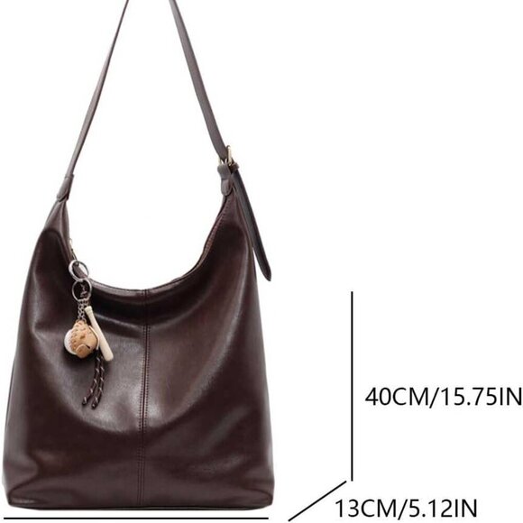 Hobo bag for Women,PU Leather Shoulder bag Slouchy Tote Bags Designer Handbag Bo - Picture 7 of 7